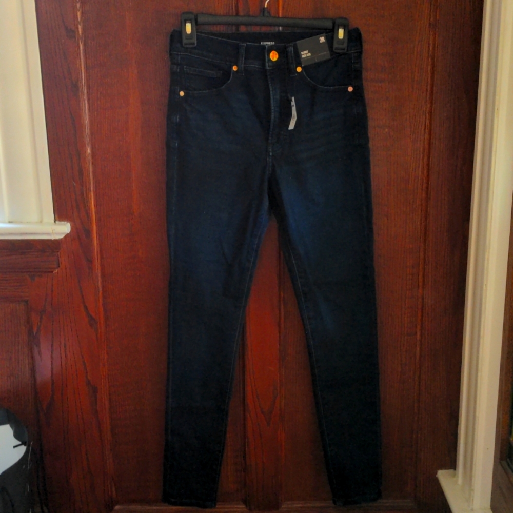 Express High Rise Skinny Jeans, blue, size 2R NWT